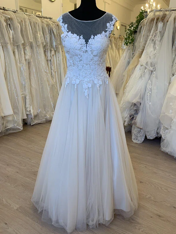Ball Gown/Princess Illusion Tulle Floor-length Wedding Dress With Ruched #Milly00028514