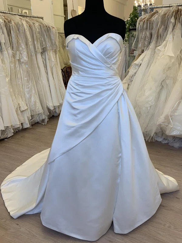 Ball Gown/Princess Sweetheart Satin Court Train Wedding Dress With Ruched #Milly00028524