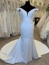 Trumpet/Mermaid Off-the-shoulder Satin Court Train Wedding Dress #Milly00028528