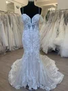 Trumpet/Mermaid Sweetheart Tulle Lace Court Train Wedding Dress With Appliques Lace #Milly00028537