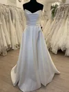 Ball Gown/Princess V-neck Satin Sweep Train Wedding Dress With Ruched #Milly00028553