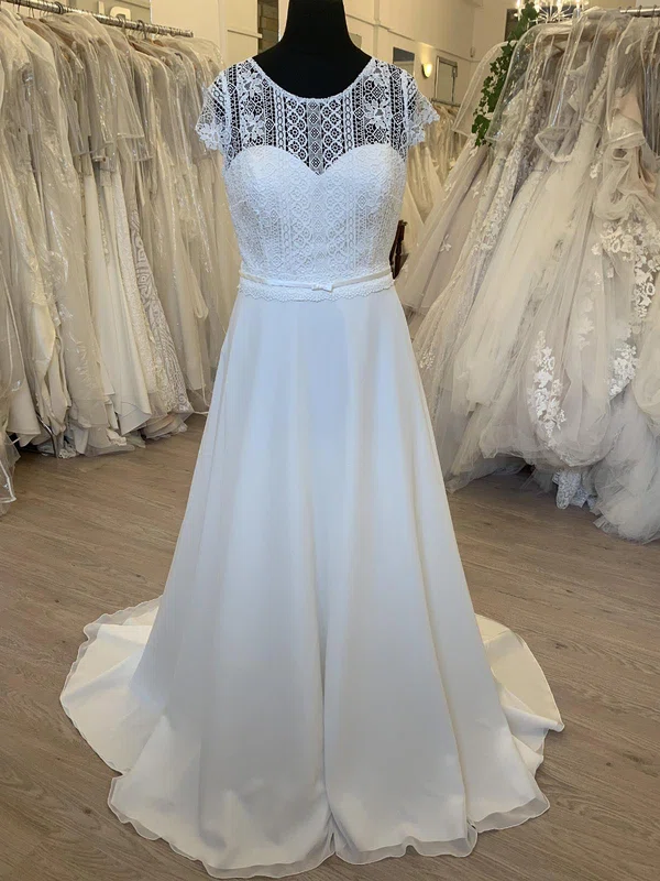 Ball Gown/Princess Illusion Lace Organza Sweep Train Wedding Dress #Milly00028557