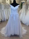 Ball Gown/Princess Off-the-shoulder Tulle Sweep Train Wedding Dress With Appliques Lace #Milly00028573