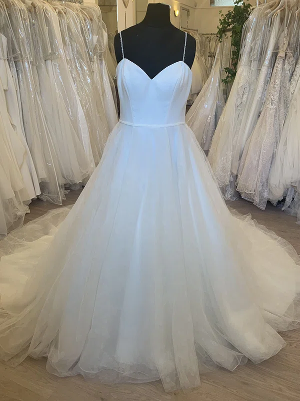 Ball Gown/Princess Sweetheart Tulle Court Train Wedding Dress With Ruched #Milly00028581