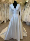 Ball Gown/Princess V-neck Satin Sweep Train Wedding Dress #Milly00028593