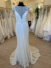 Sheath/Column Illusion Lace Sweep Train Wedding Dress #Milly00028598