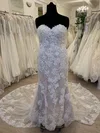 Sheath/Column Sweetheart Tulle Sweep Train Wedding Dress With Appliques Lace #Milly00028609