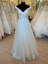 Ball Gown/Princess Off-the-shoulder Organza Floor-length Wedding Dress With Beading #Milly00028614