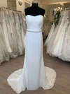Sheath/Column Sweetheart Chiffon Sweep Train Wedding Dress With Beading #Milly00028629