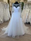 Ball Gown/Princess Illusion Satin Tulle Sweep Train Wedding Dress With Beading #Milly00028635