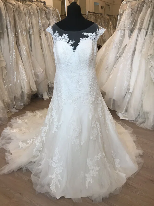 Ball Gown/Princess Illusion Tulle Sweep Train Wedding Dress With Appliques Lace #Milly00028643