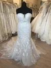 Trumpet/Mermaid Sweetheart Tulle Court Train Wedding Dress With Beading #Milly00028646