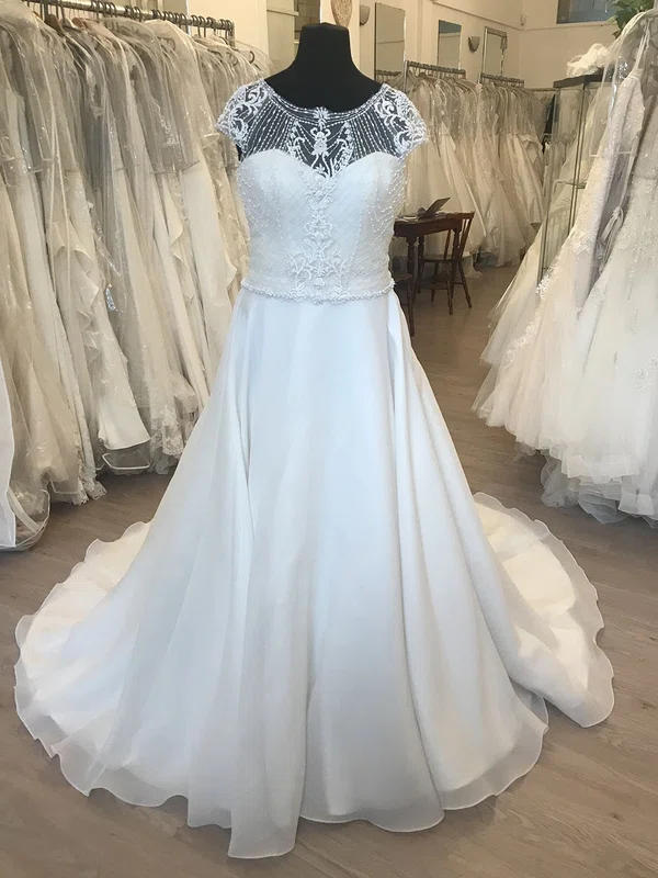 Ball Gown/Princess Illusion Satin Organza Court Train Wedding Dress With Appliques Lace #Milly00028671