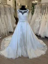 Ball Gown/Princess Illusion Satin Court Train Wedding Dress With Beading #Milly00028672