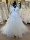 Ball Gown/Princess Illusion Tulle Sweep Train Wedding Dress With Cascading Ruffles #Milly00028684