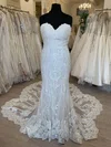 Trumpet/Mermaid Sweetheart Lace Tulle Court Train Wedding Dress #Milly00028692