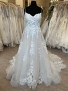 Ball Gown/Princess V-neck Tulle Sweep Train Wedding Dress With Appliques Lace #Milly00028758