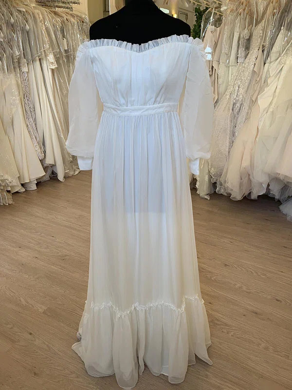 A-line Off-the-shoulder Organza Floor-length Wedding Dress With Ruffles #Milly00028773