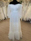 A-line Off-the-shoulder Organza Floor-length Wedding Dress With Ruffles #Milly00028773