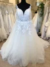 Ball Gown/Princess Sweetheart Tulle Sweep Train Wedding Dress With Appliques Lace #Milly00028791