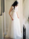 Scoop Neck Ivory Tulle With Appliques Lace Promotion Wedding Dress #02016882