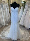 Sheath/Column Sweetheart Glitter Tulle Court Train Wedding Dress With Pearl Detailing #Milly00028814
