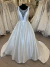 Ball Gown/Princess Illusion Satin Sweep Train Wedding Dress With Beading #Milly00028821