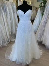 Ball Gown/Princess Off-the-shoulder Organza Sweep Train Wedding Dress With Appliques Lace #Milly00028824