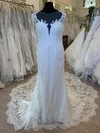 Sheath/Column Illusion Tulle Court Train Wedding Dress With Beading #Milly00028826