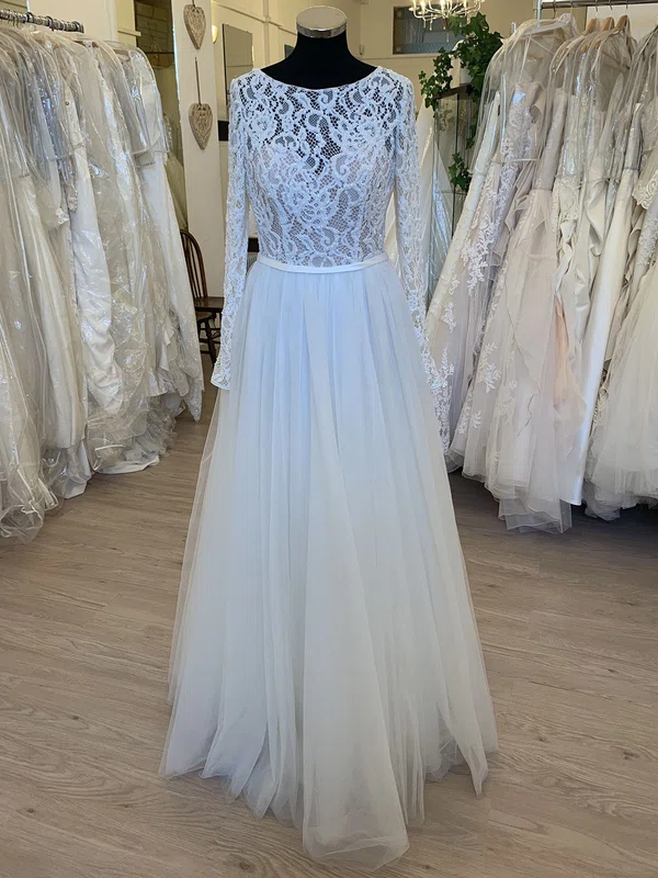 Ball Gown/Princess Illusion Tulle Lace Floor-length Wedding Dress #Milly00028846