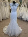 Trumpet/Mermaid Illusion Lace Sweep Train Wedding Dress #Milly00028848
