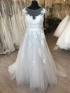 Ball Gown/Princess Illusion Tulle Sweep Train Wedding Dress With Appliques Lace #Milly00028879