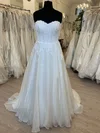 Ball Gown/Princess Sweetheart Organza Sweep Train Wedding Dress With Appliques Lace #Milly00028883