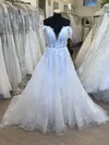 Ball Gown/Princess Off-the-shoulder Organza Court Train Wedding Dress With Appliques Lace #Milly00028888