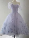 Ball Gown Off-the-shoulder Tulle 3D Floral Prom Dresses With Ruffle #Milly020124026