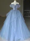 Princess Off-the-shoulder Tulle Ruffle Prom Dresses With 3D Floral #Milly020124029
