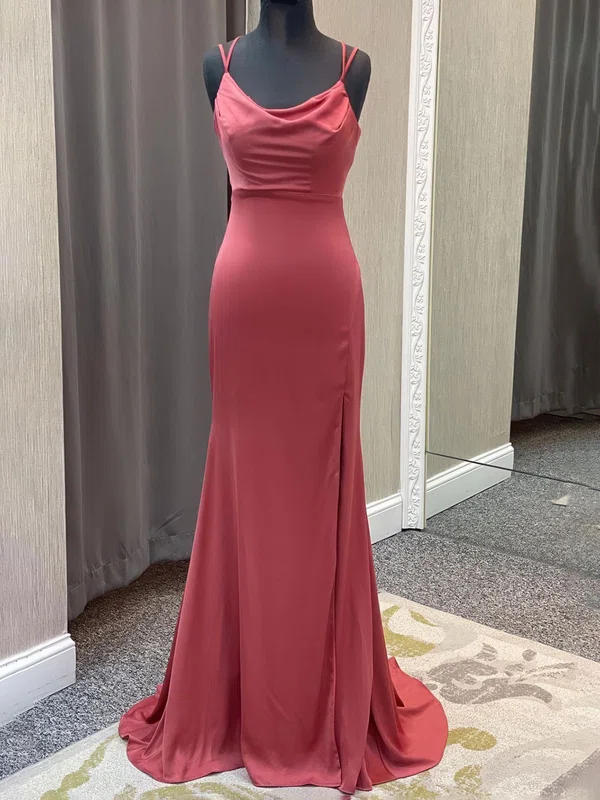 Sheath/Column Cowl Neck Floor-length Jersey Prom Dresses #Milly020124040