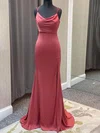 Sheath/Column Cowl Neck Floor-length Jersey Prom Dresses #Milly020124040