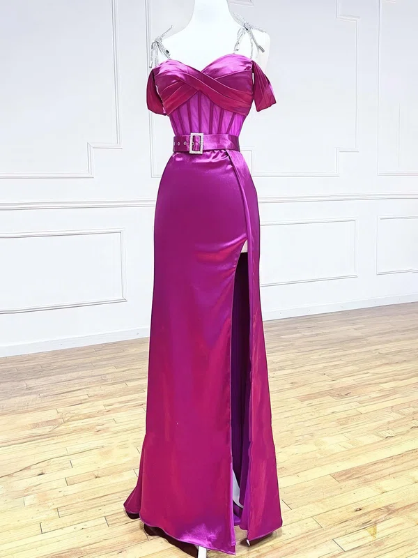 Elegant Sheath/Column Satin Sweetheart Split Prom Dresses #Milly020124063