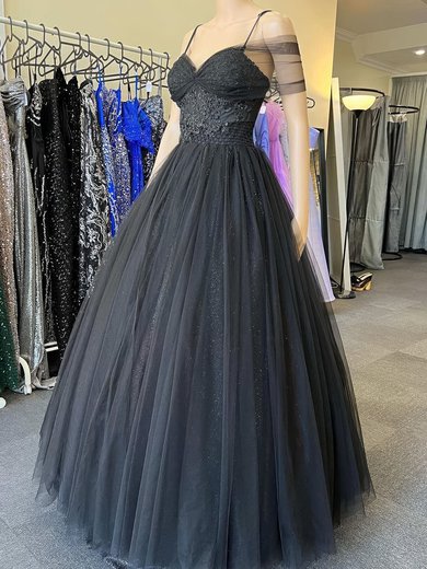 Glitter Black Ball Gown/Princess Sweetheart Appliques Prom Dresses #Milly020124067