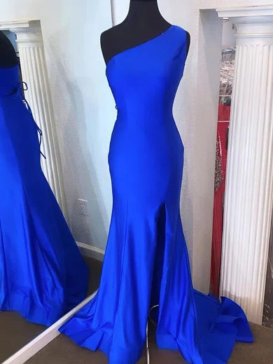 Mermaid One Shoulder Satin Cut Out Prom Dresses #Milly020124080