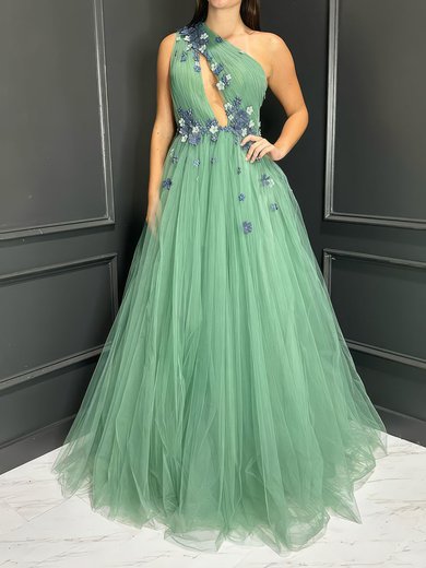 Puffy Ball Gown/Princess Tulle One Shoulder Cut Out Prom Dresses #Milly020124095