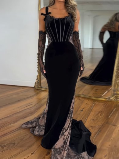 Corset Black Velvet Trumpet/Mermaid Appliques Prom Dresses #Milly020124102