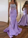 Corset Trumpet/Mermaid Satin Straight Beaded Prom Dresses #Milly020124103