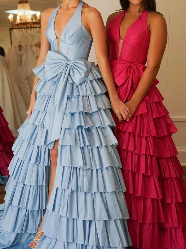 Corset Ball Gown/Princess Taffeta Bow Ruffle Prom Dresses #Milly020124107