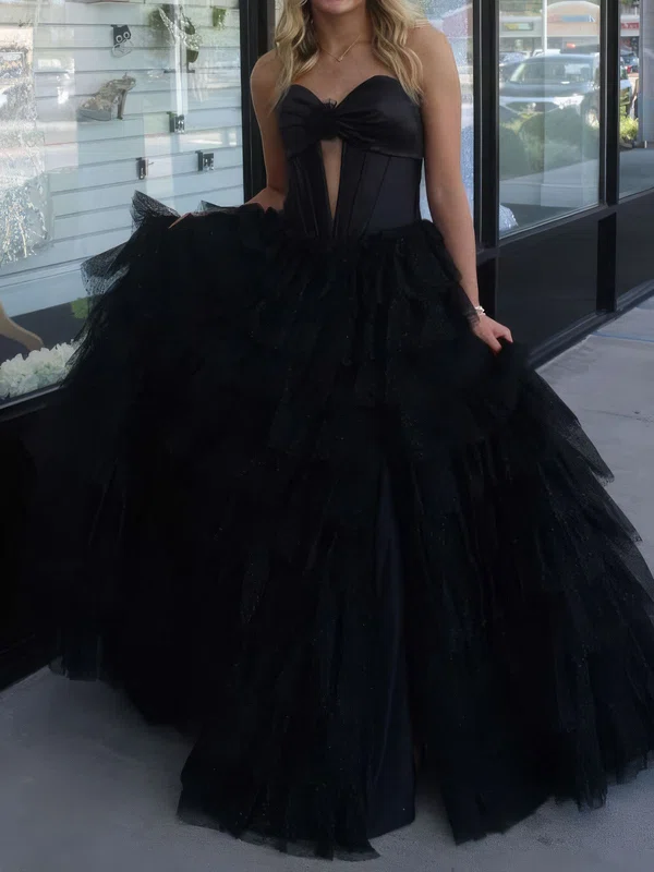 Ball Gown Strapless Tulle Ruffle Tiered Prom Dresses #Milly020124110