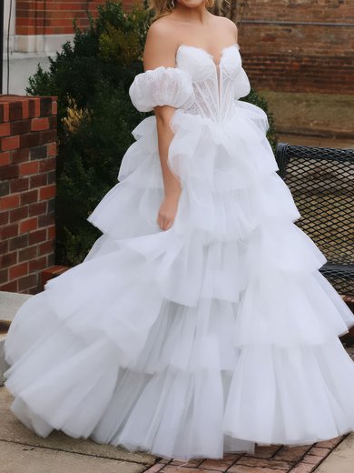 Corset White Organza Ball Gown/Princess Ruffle Prom Dresses #Milly020124148