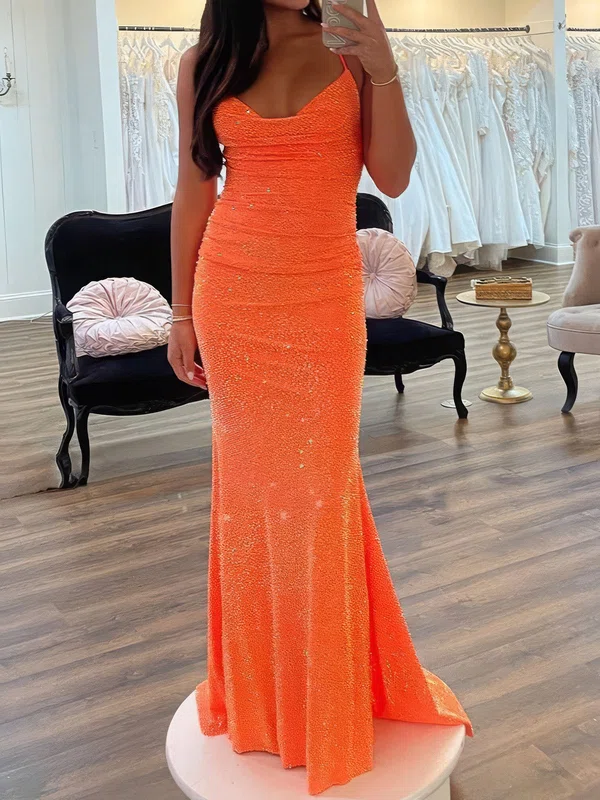 Sheath/Column Cowl Neck Sparkly Sequin Prom Dresses #Milly020124156