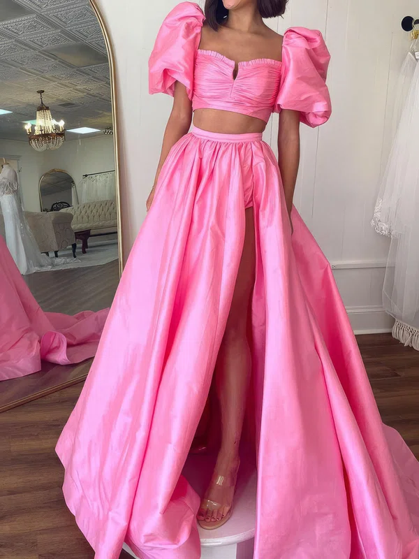 Puffy Ball Gown/Princess Satin Bow Two Piece Prom Dresses #Milly020124162