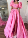 Puffy Ball Gown/Princess Satin Bow Two Piece Prom Dresses #Milly020124162